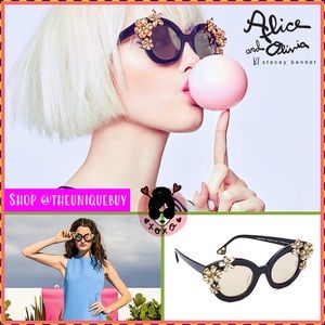 Alice + Olivia Madison Black Floral Sunglasses